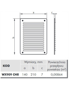 WX909CHR Kratka osłona metalowa 140x210 Chrom