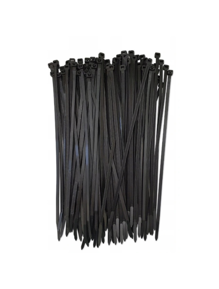 Opaski nylonowe 300x3,6 UV czarna 100 szt. zaciskowe kablowe