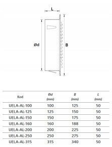 Kratka UELA-AL fi 150 mm aluminiowa czerpnia wyrzutnia