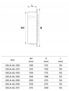 Kratka UELA-AL fi 160 mm aluminiowa czerpnia wyrzutnia