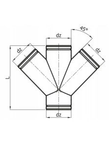 Czwórnik CZO fi 150 mm kąt 45