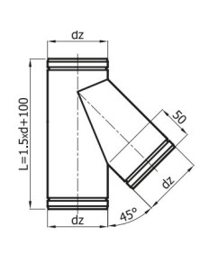 Trójnik TRS fi 100 mm kąt 45