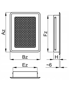 Kratka kominkowa K2 165x140 mm z ramką biały