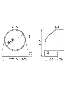 430 Kolano łącznikowe zmienne fi 100 mm 120x60