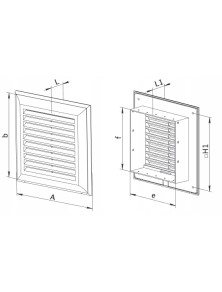EL250ARCHR Kratka z żaluzją 180x250 kołnierz 138x208 chrom