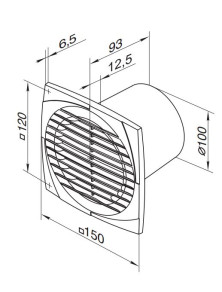 D100DH Wentylator SIMPLE fi 100 mm cienki front- 6,5 mm WCH Timer + Higrostat