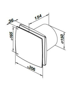 D150LDAOH Wentylator LDAO MODERN 150 WCH TIMER + HIGROSTAT aluminium szczotkowane srebrny