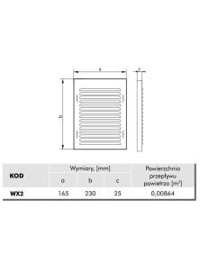 WX2CHR Kratka osłona metalowa 165x230 chrom