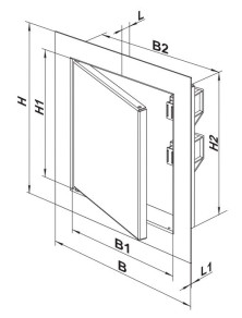 DMZ60x60 Drzwiczki metalowe z zamkiem 600x600