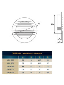 Kratka okrągła KRO kołnierz fi 100 mm złoty mat