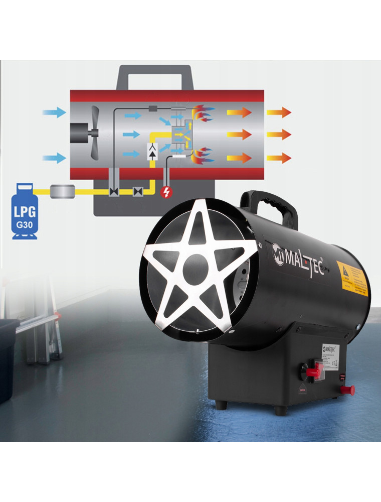 Chauffage D'atelier Au Gaz Propane MalTec 25 KW Avec Ventilateur - Puissant, 2 Ans Garantie