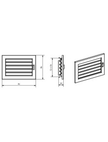 Kratka kominkowa KRVZ 450x240 mm z żaluzją czarna