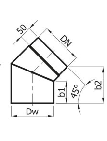 Kolano spalinowe fi 120 mm kąt 45 st. stałe CZ6