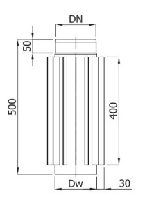 Radiator RPŻ fi 150 mm dł. 500 mm CZ2 rura żebrowana