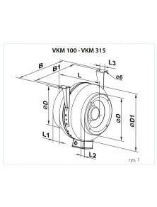 VKM250 Wentylator kanałowy VKM 250 metalowy