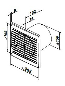 D150S12V- Wentylator SUBTIL 150 /S/ 12V cienki front Vents