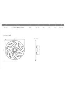 Kratka okrągła regulowana biała fi 80 - 160 mm