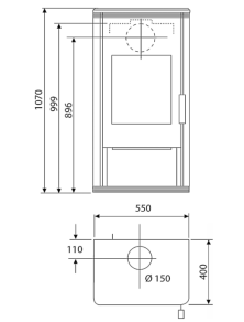 Kominek 8 kW piec trzyszybowy na drewno TRION H koza