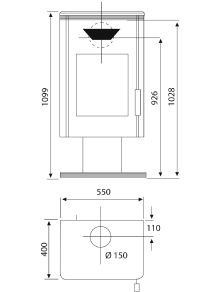 Kominek 8 kW piec trzyszybowy na drewno TRION koza na nodze