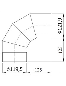 Kolano spalinowe fi 120 mm kąt 90 st. stałe CZ6