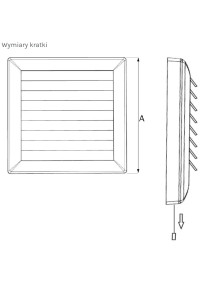 Kratka wentylacyjna front 172x172 mm kołnierz regulowany 80 - 150 biała