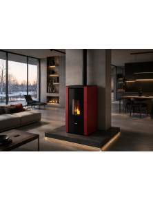 Piec kominek na pellet CRISTAL 7 kW bordowy CADEL