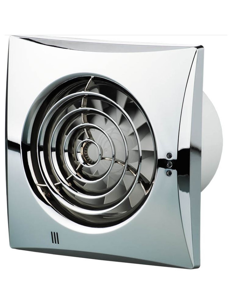100QUIETTCHR Wentylator fi 100 mm QUIET /WC/ TIMER, cichy, chrom, łożyska kulowe, zawór zwrotny