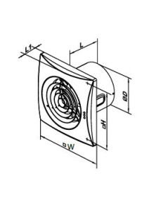 100QUIETTCHR Wentylator fi 100 mm QUIET /WC/ TIMER, cichy, chrom, łożyska kulowe, zawór zwrotny