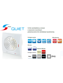 100QUIETTCHR Wentylator fi 100 mm QUIET /WC/ TIMER, cichy, chrom, łożyska kulowe, zawór zwrotny