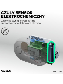 SHC-07D Czujnik Czadu tlentu węgla CO na baterie AA Żywotność 10 lat