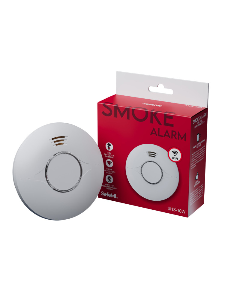 SHS-10W Czujnik Dymu baterie + Wi-Fi żywotność 10 lat SafeMi