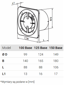 KLIQ125BASEH Wentylator cichy fi 125 mm kulkowe /WCH/ TIMER HIGROSTAT